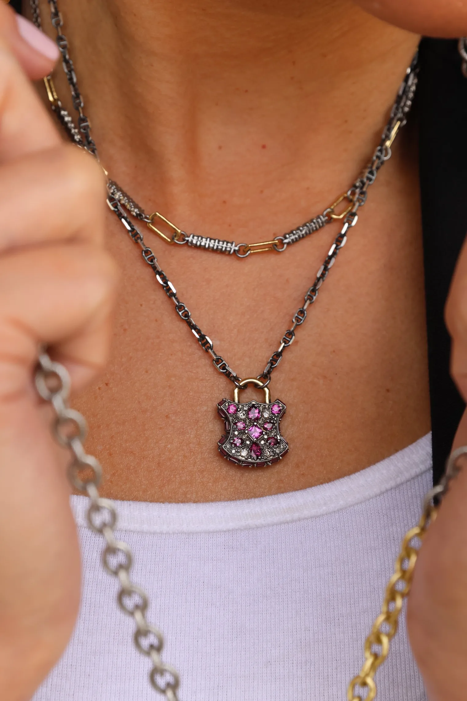 16.5" PAPERCLIP AND DIAMOND NECKLACE