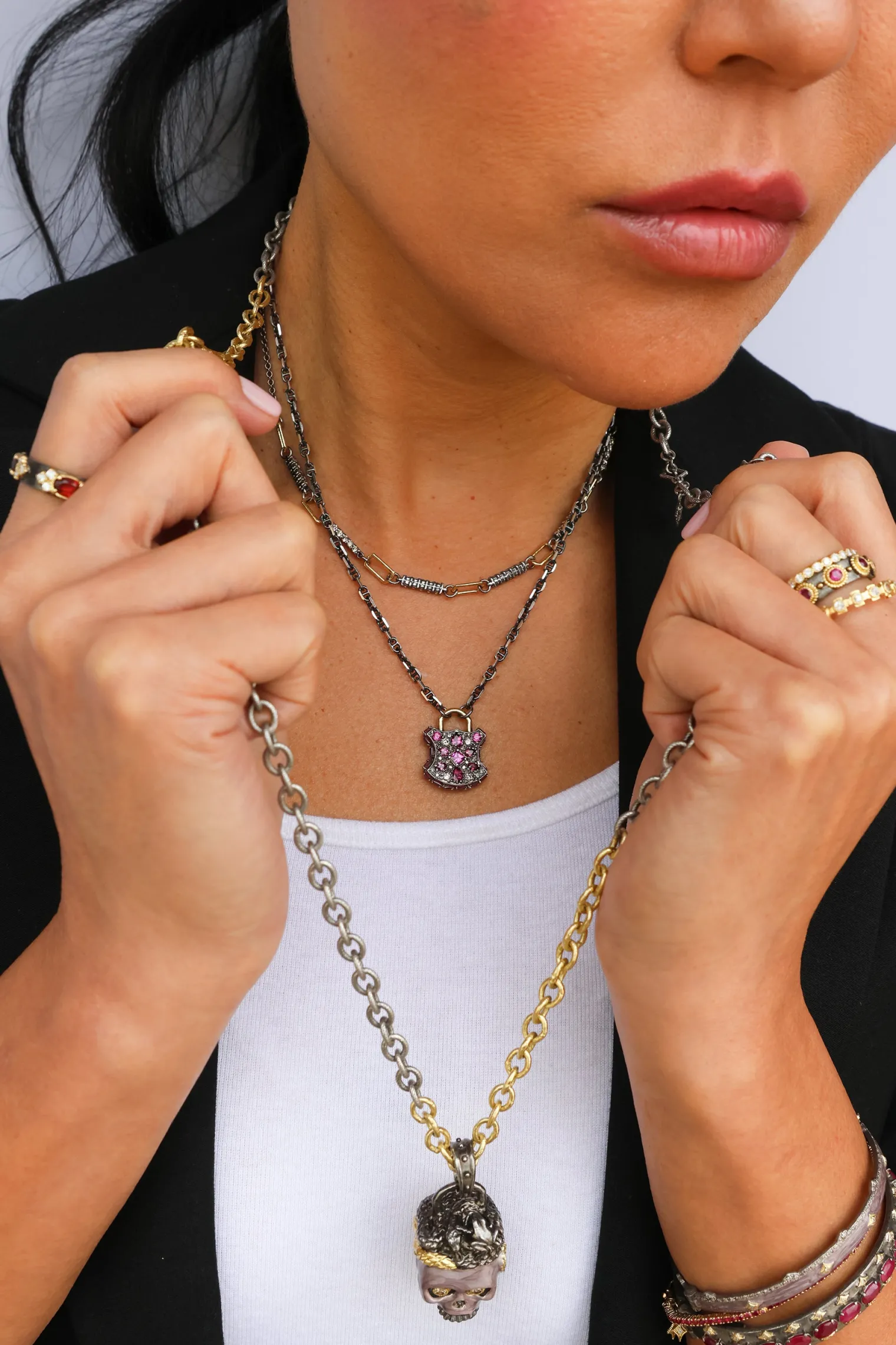 16.5" PAPERCLIP AND DIAMOND NECKLACE