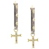 Paperclip Cross Drop Earrings