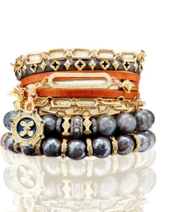 Paperclip Leather Wrap Bracelet
