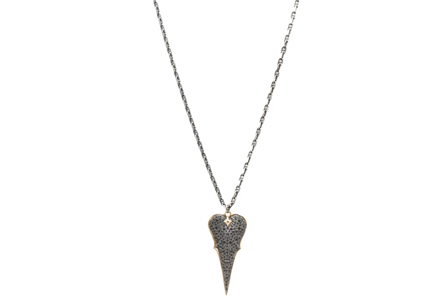 Pave Black Sapphire Heart Necklace