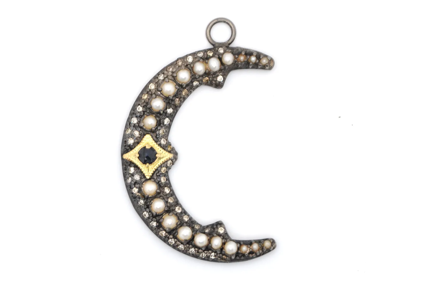 Pave Crescent Moon Charm