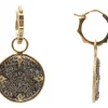 PAVE DISC HUGGIE HOOP DROP EARRINGS