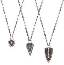 Pave Heart Shield Necklace