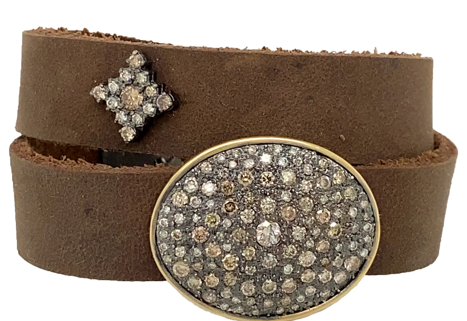 Pave Medallion Leather Wrap Bracelet