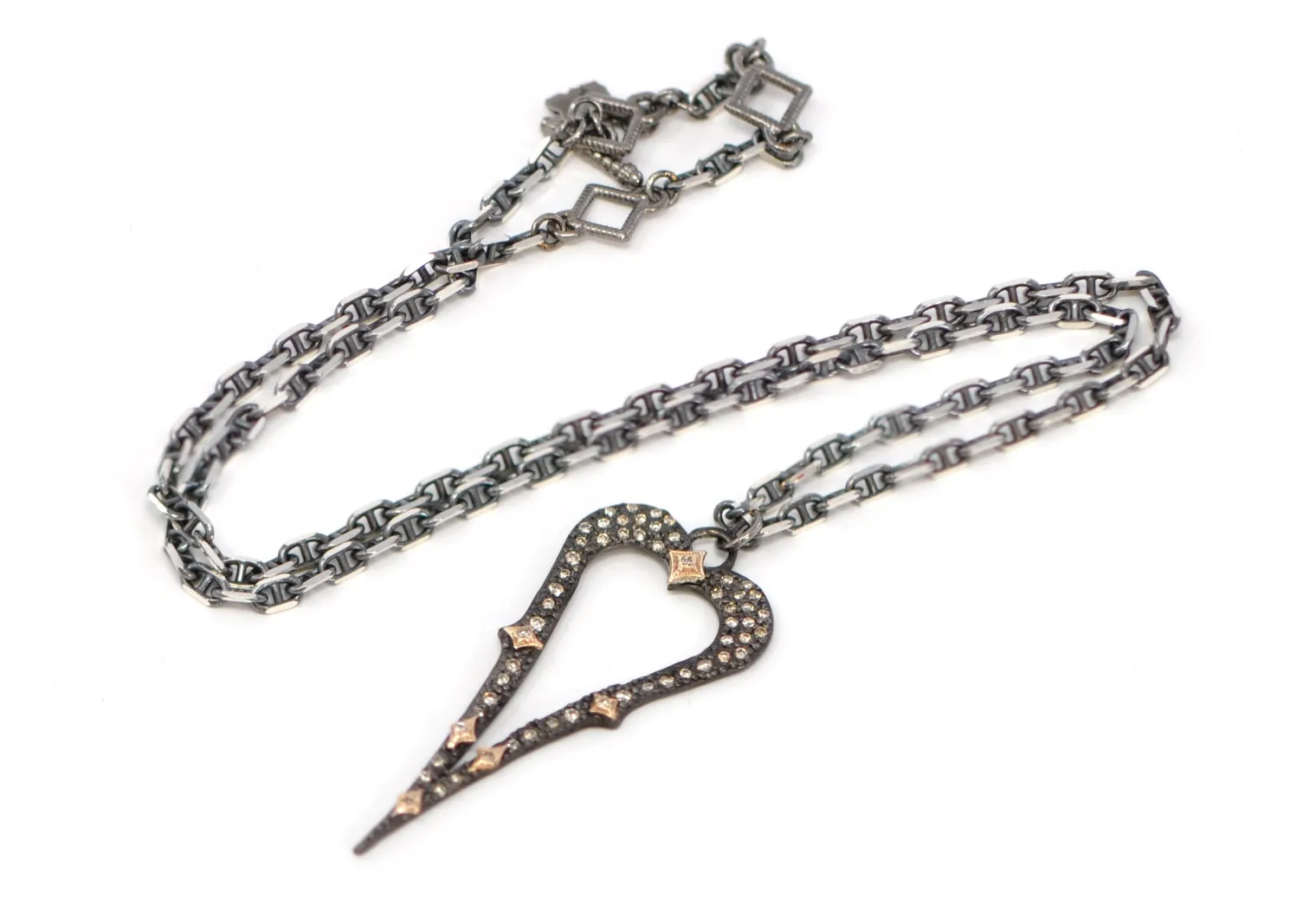 Pave Open Heart Pendant Necklace