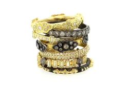 Pave Scroll Station Stack Band Ring