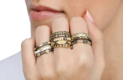 Pave Scroll Station Stack Band Ring