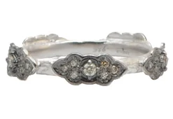 Pave Scroll Station Stack Band Ring