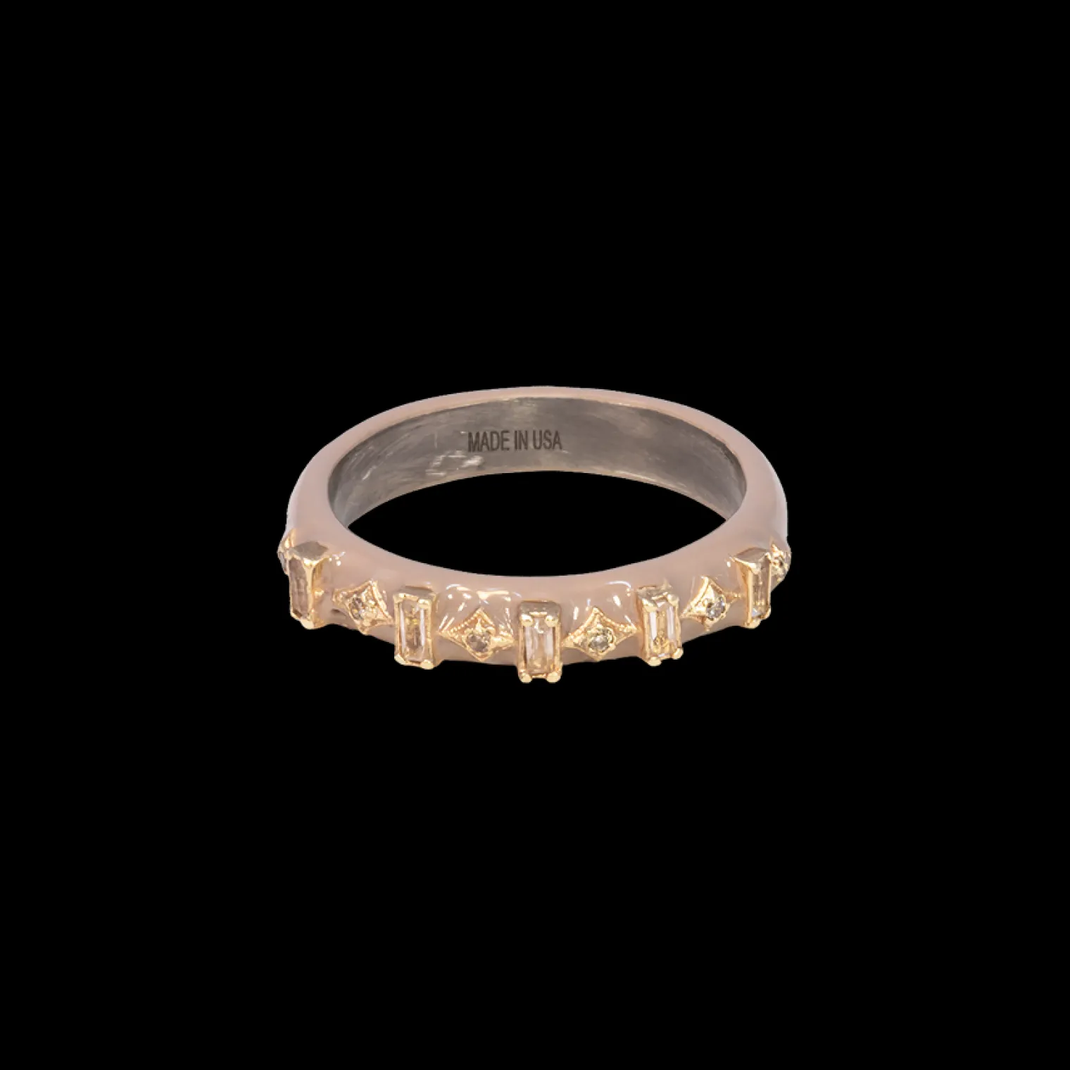 PEACH MORGANITE DARK NUDE ENAMEL STACK BAND