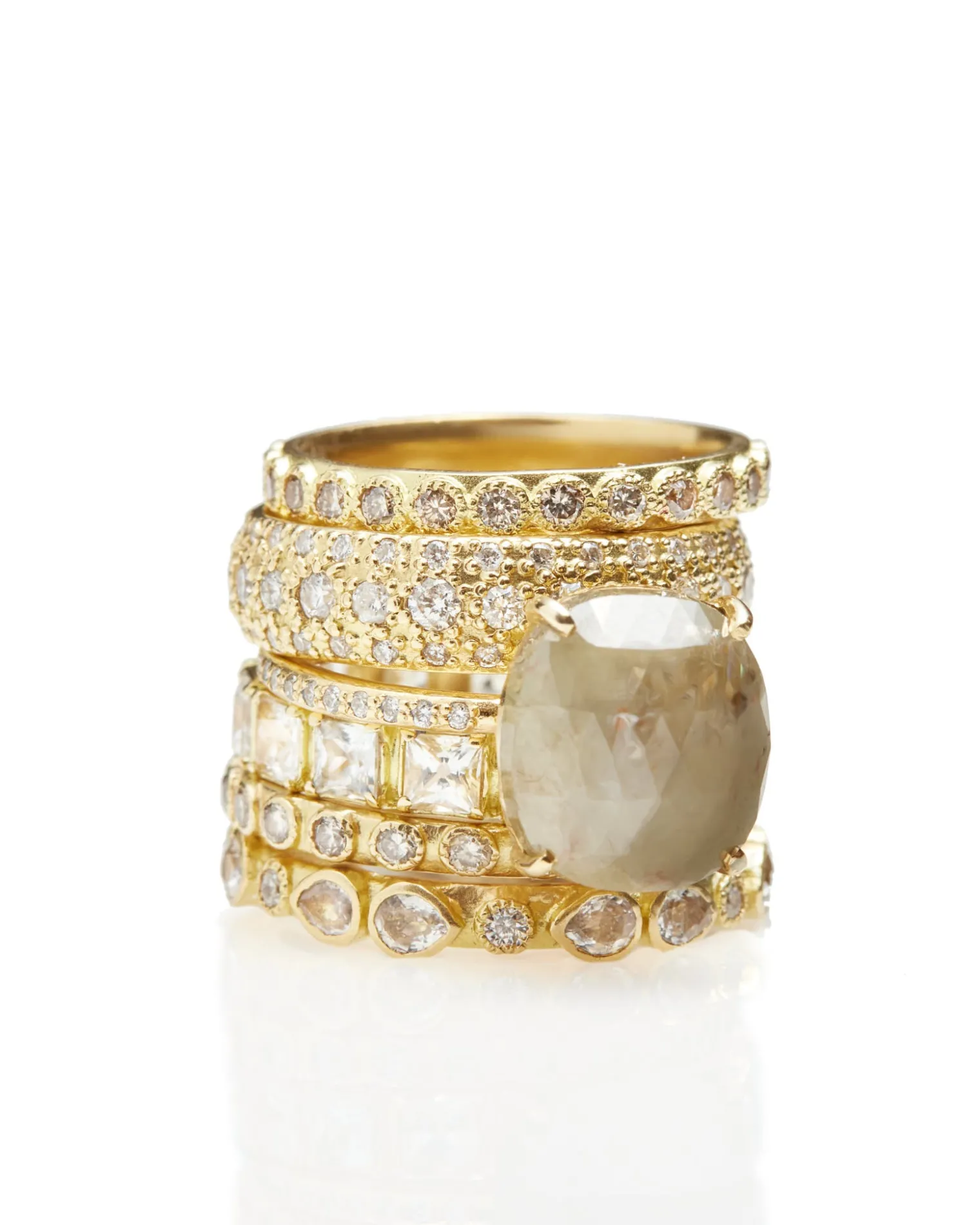 Pear Sapphire Stack Band Ring