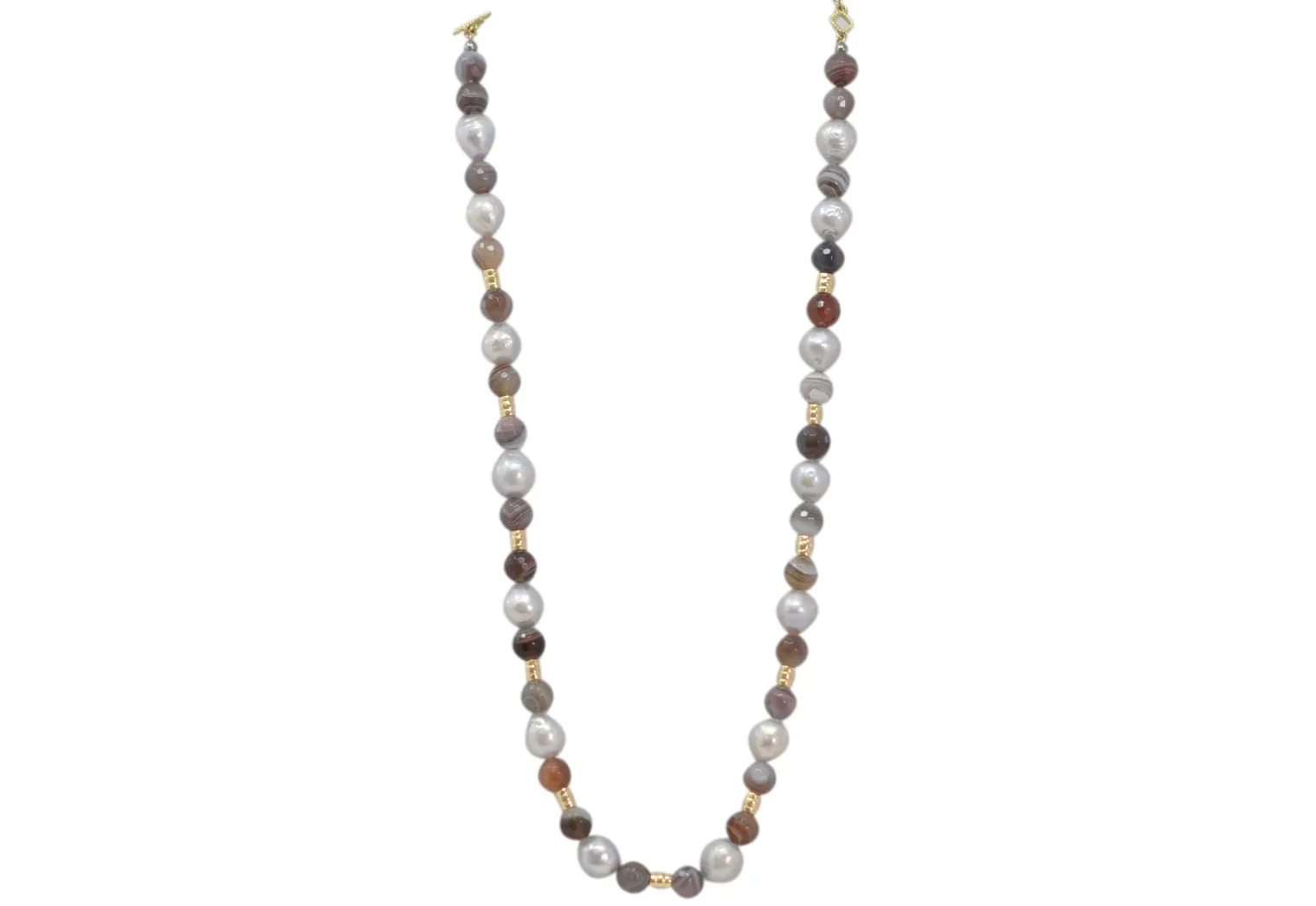 Pearl and Agate Beaded Necklace
