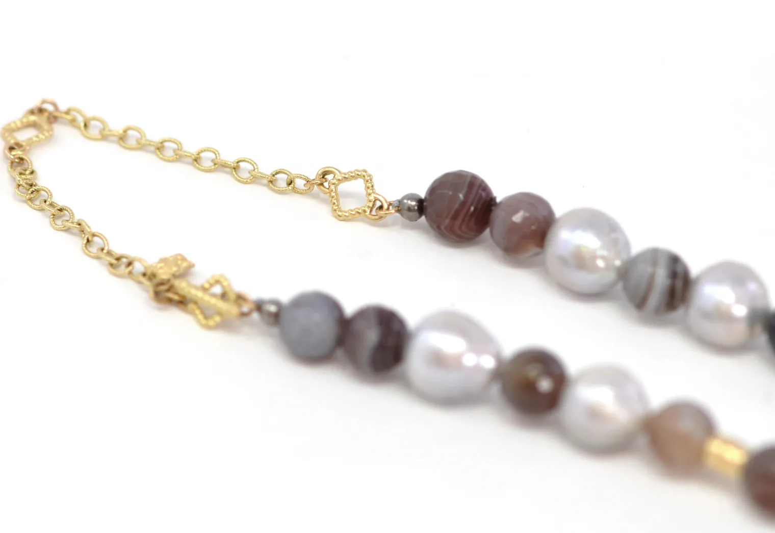 Pearl and Agate Beaded Necklace