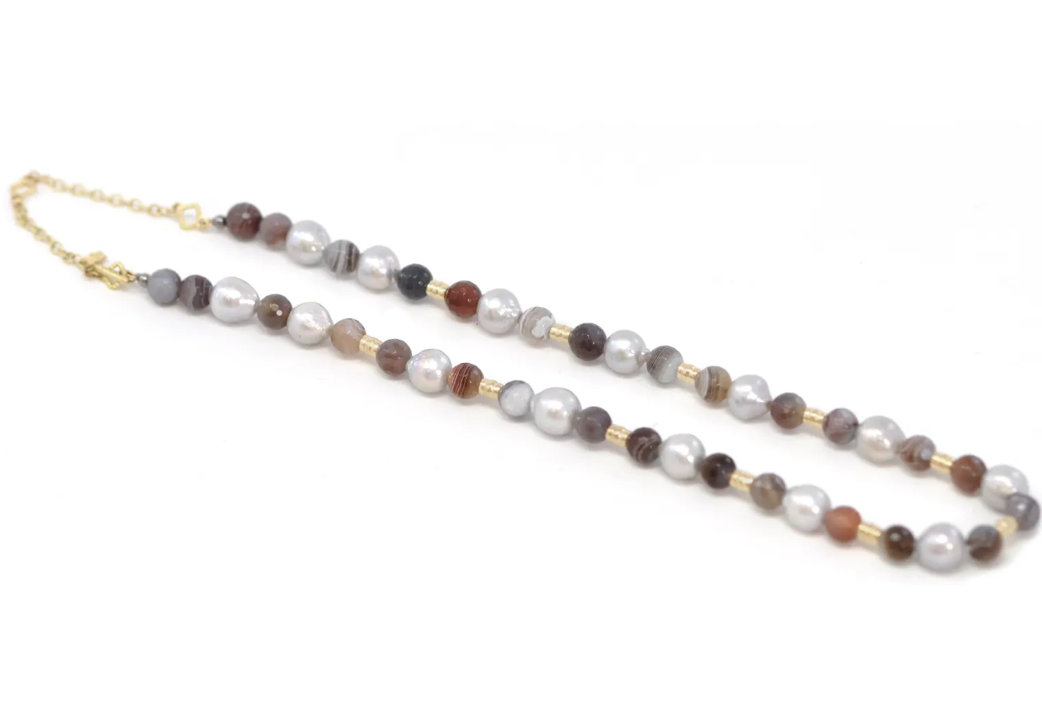 Pearl and Agate Beaded Necklace
