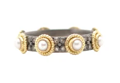 Pearl and Champagne Diamond Stack Band Ring