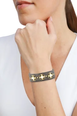 PEARL AND DIAMOND WIDE KICK CUFF BRACELET