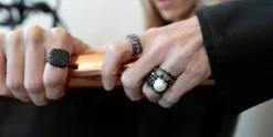 PEARL AND HEMATITE STACK RING