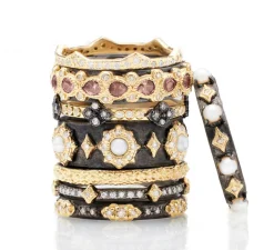 PEARL STARBURST STATIONS WIDE BAND RING