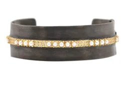 PEARLS AND DIAMONDS WIDE KICK CUFF BRACELET