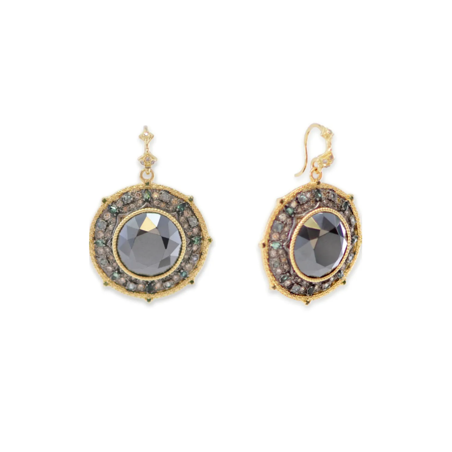 Pointed Round Hematite Drop Earrings