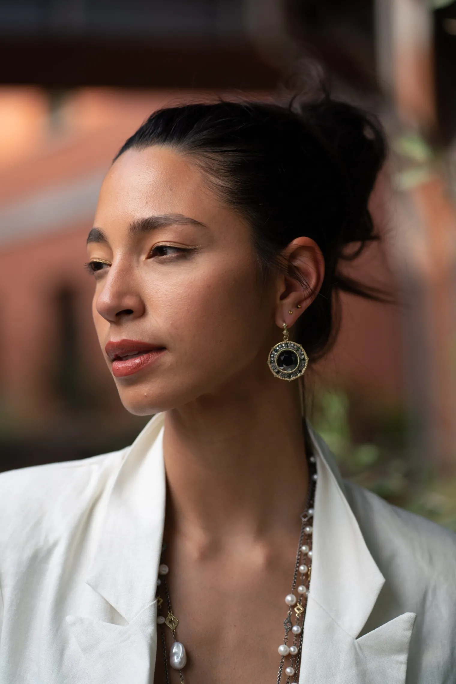 Pointed Round Hematite Drop Earrings