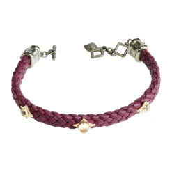 PURPLE LEATHER BRACELET WITH MORGANITE