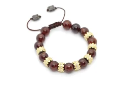 RED GARNET BEADED PULL BRACELET