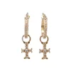 ROSE GOLD CROSS HOOP DROP EARRINGS