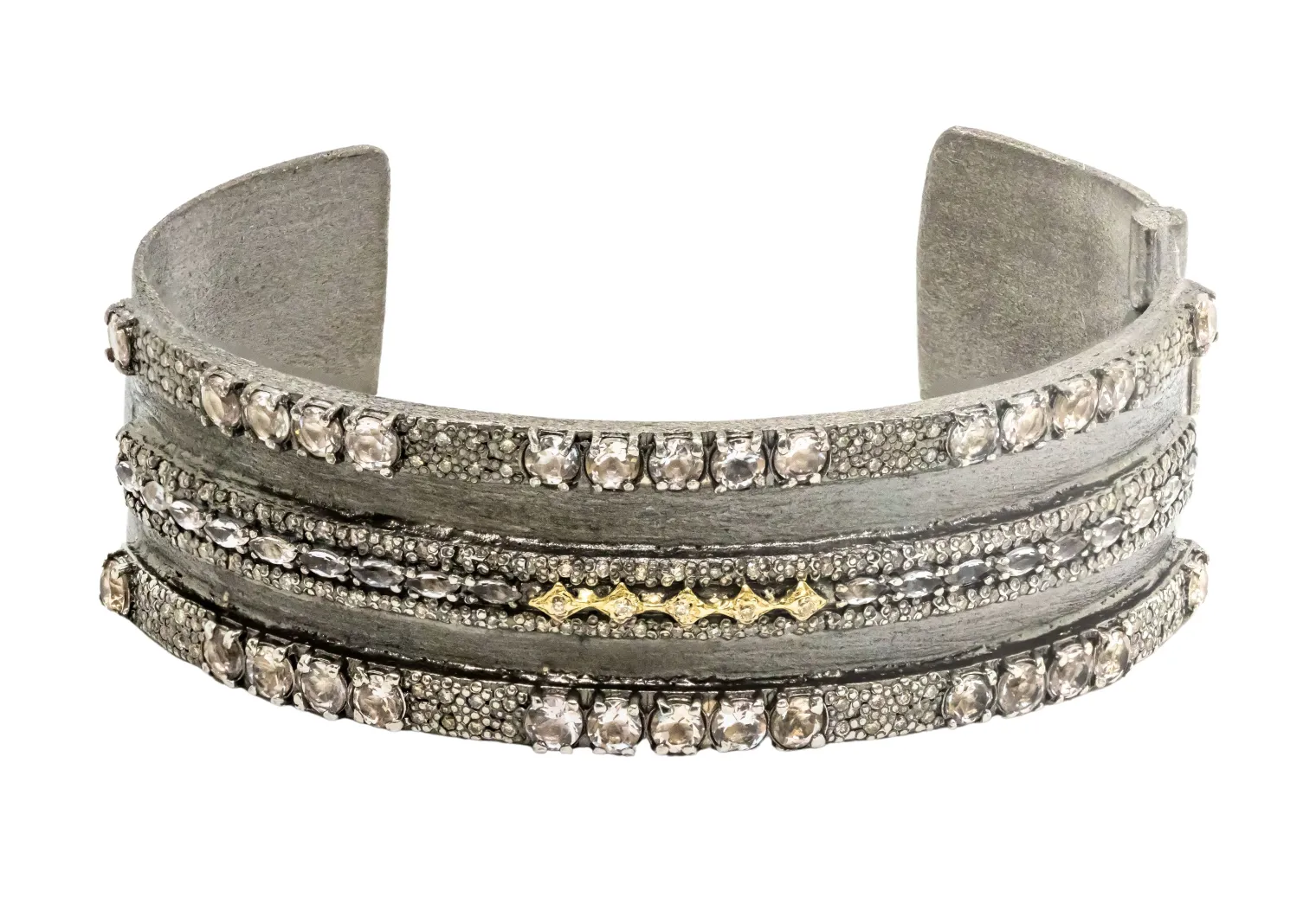 SCROLL BAR WHIT MORGANITE KICK CUFF BRACELET