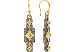 SCROLL WHIT CHAMPAGNE DIAMONDS DROP EARRING