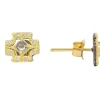 SCROLL WITH GREY DIAMONDS STU EARRINGS