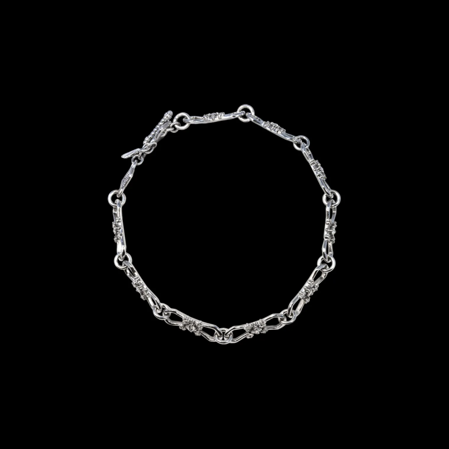 SILVER CHAIN LINK BRACELET WITH CHAMPAGNE DIAMONDS
