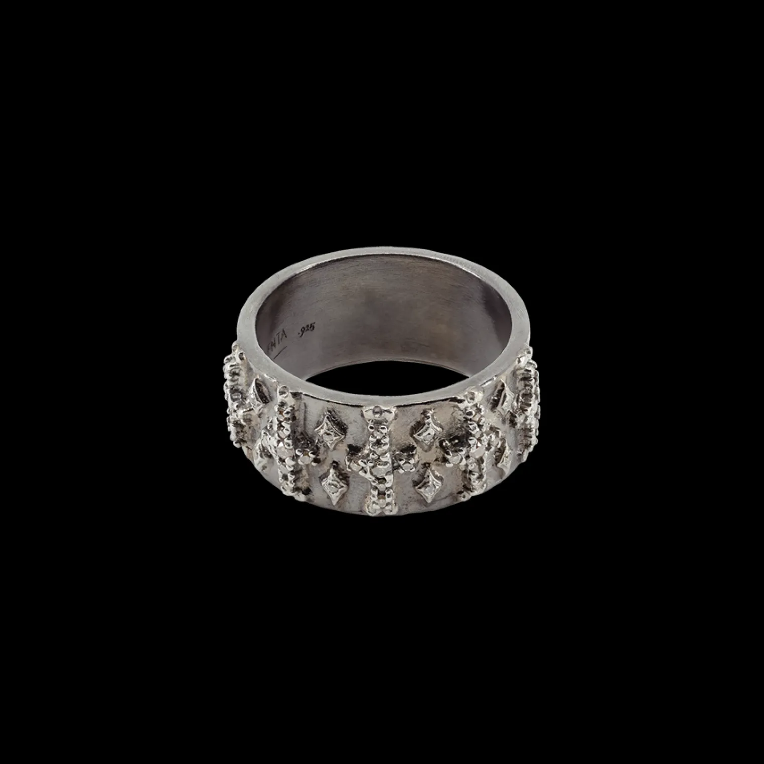 SILVER CROSS WIDE BAND RING