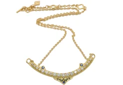 17.5" STATEMENT NECKLACE WITH YELLOW GOLD CURVED BAR
