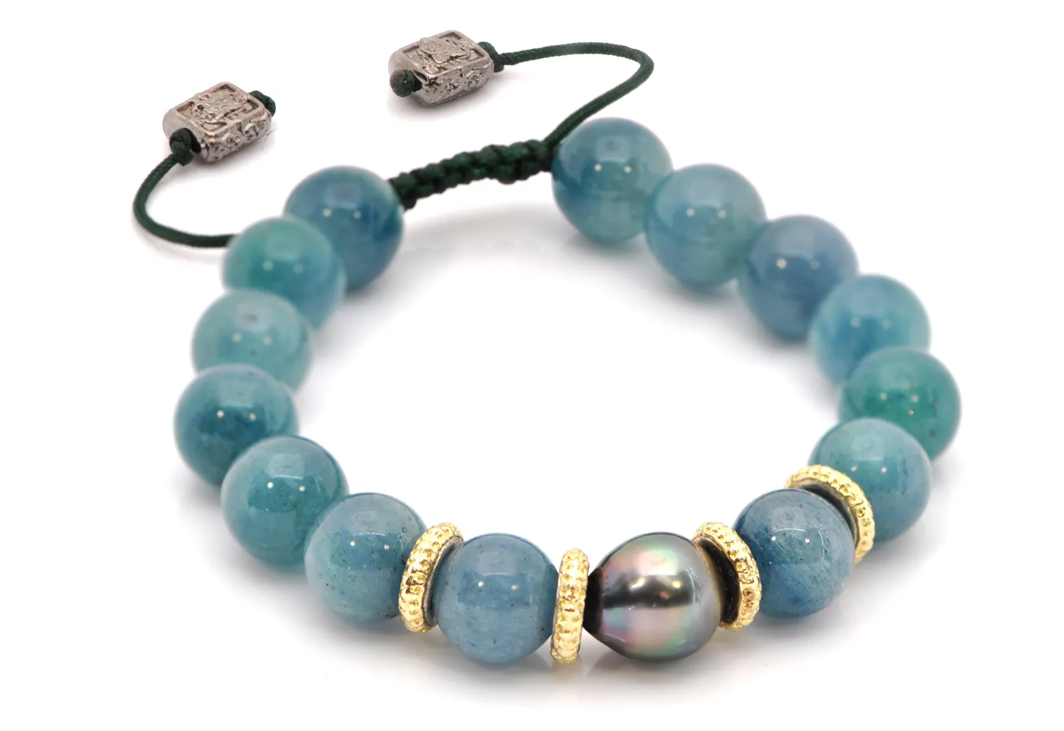 TAHITIAN PEARL AND AVENTURINE PULL BRACELET