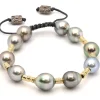 TAHITIAN PEARL AND ORGANIC CARVED BEAD PULL BRACELET