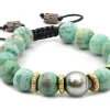 TAHITIAN PEARL AND TURQUOISE PULL BRACELET