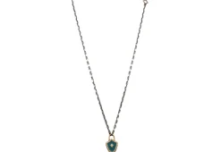18" TEAL ENAMEL SHIELD PENDANT NECKLACE