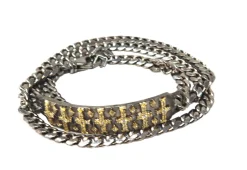 19.5" TRIPLE WRAP GOLD CROSS BAR CHAIN BRACELET