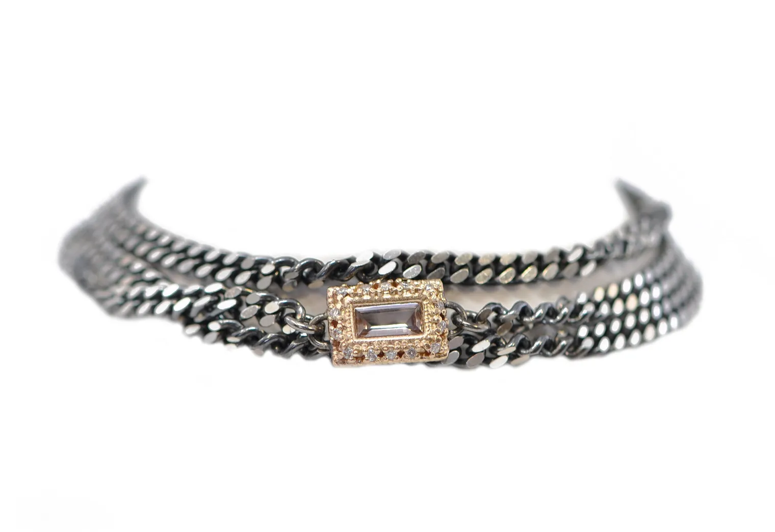 19.5" TRIPLE WRAP MORGANITE CHAIN BRACELET