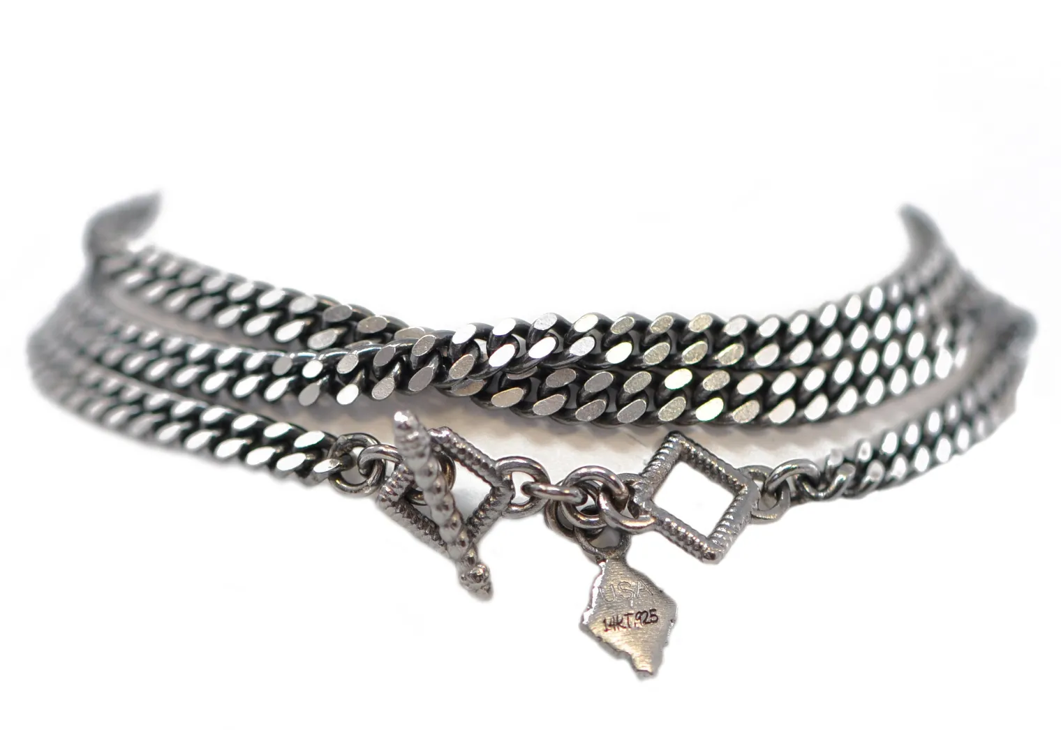 19.5" TRIPLE WRAP MORGANITE CHAIN BRACELET