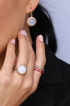 TURKISH CHALCEDONY MOODY MAUVE ENAMEL COCKTAIL RING