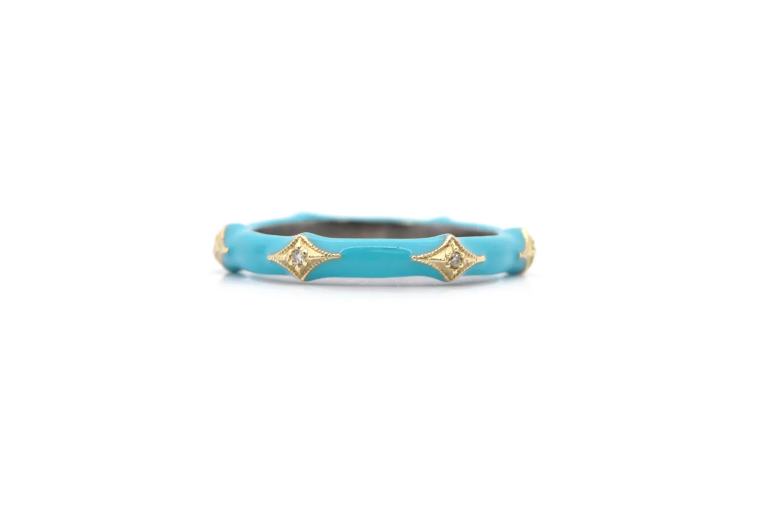 Turquoise Enamel Crivelli Stack Band Ring