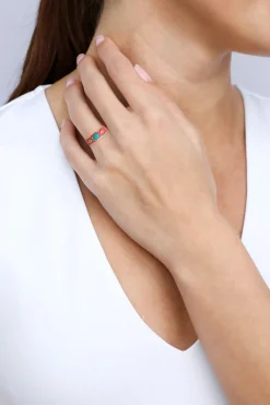 TURQUOISE ENAMEL WIDE BAND STACK RING