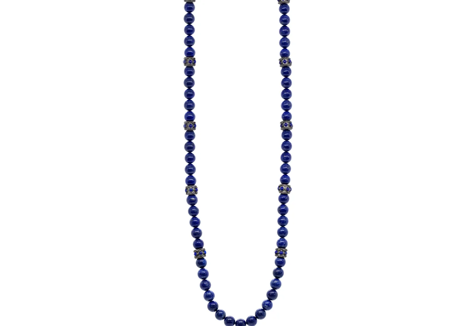 26" WITH SAPPHIRE COMPONETS LAPIS BEADS NECKLACE