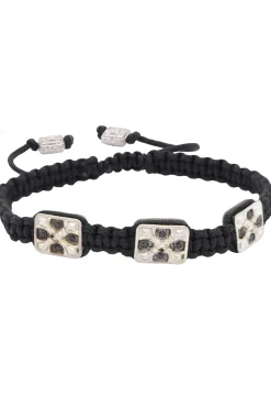 Woven Pull Bracelet with 3 Large "X" Crosses