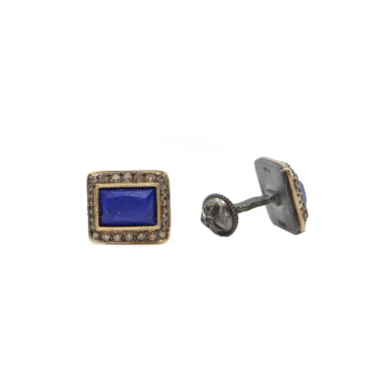 13X9MM LAPIS LAZULI WITH DIAMOND CUFF LINKS
