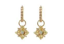YELLOW GOLD HUGGIE HOOP DROP EARRINGS