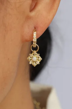 YELLOW GOLD HUGGIE HOOP DROP EARRINGS