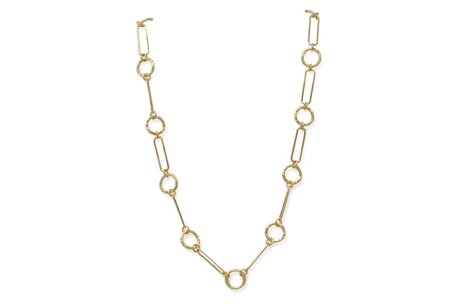 Yellow Gold Paperclip Chain Link Necklace